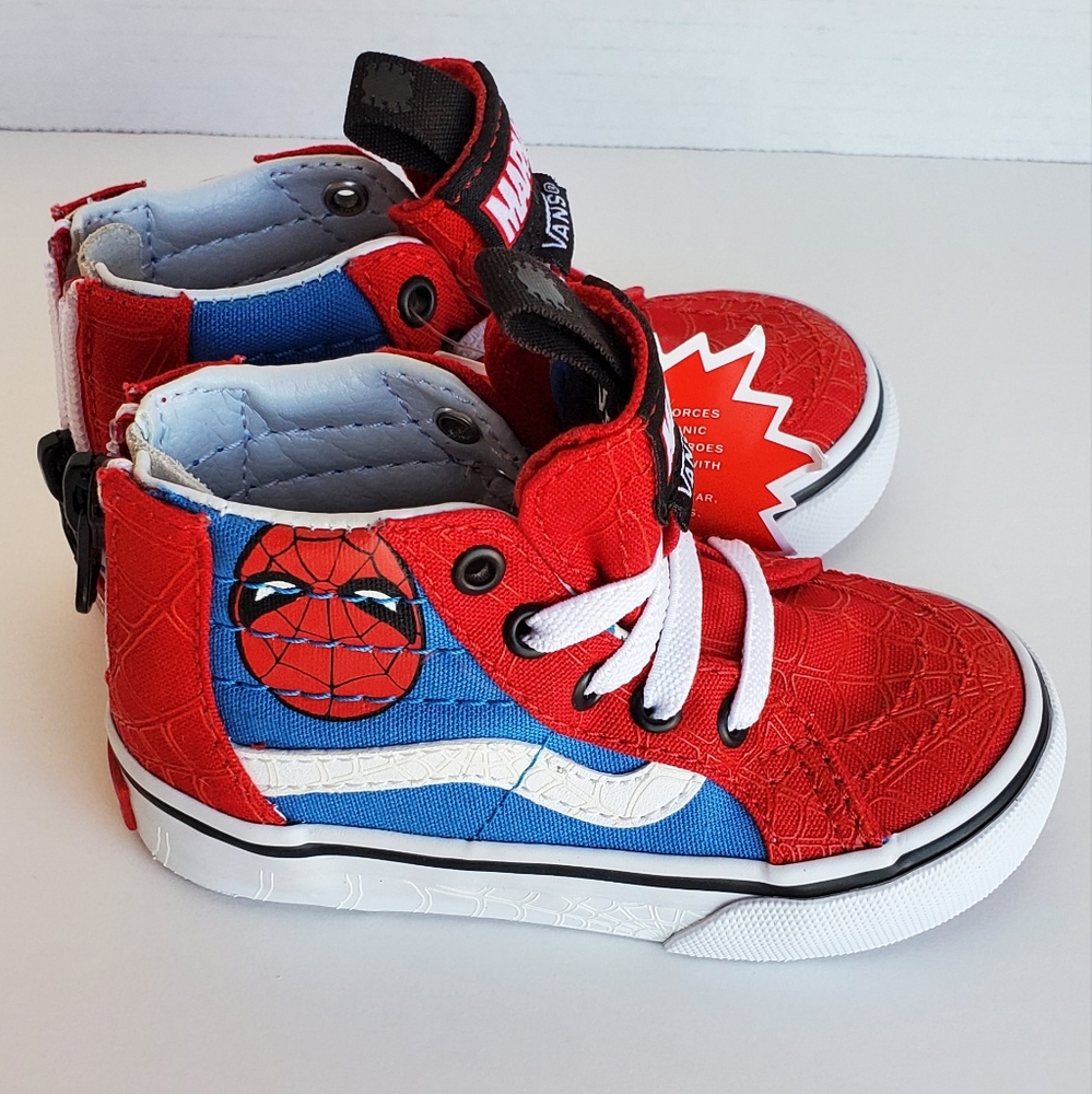 Vans SK8-Hi Zip Marvel Spiderman, Size 5.5 toddler
